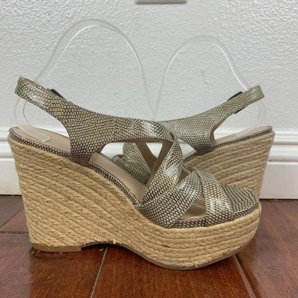 Via Spiga Gold Metallic Leather Espadrille Sandals‎